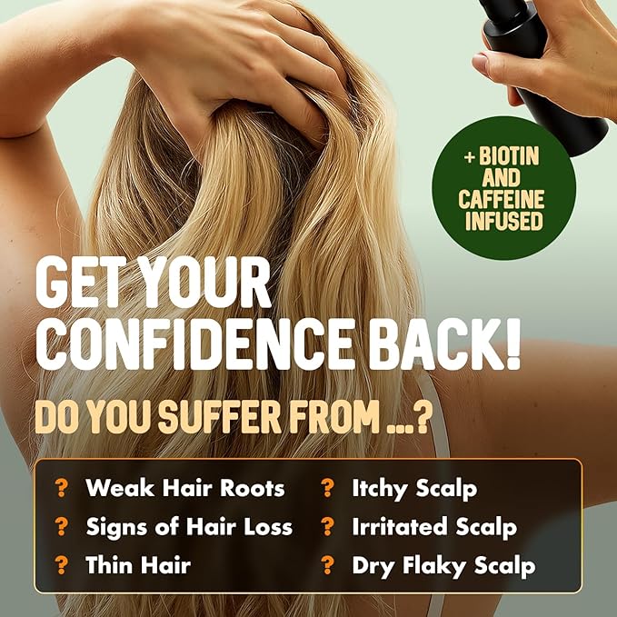 Hair Growth Serum Spray for Women & Men – Biotin & Caffeine Hair Loss Treatment, Anti-Thinning Hair Regrowth Oil, Advanced Thickening Formula (3 pack)
