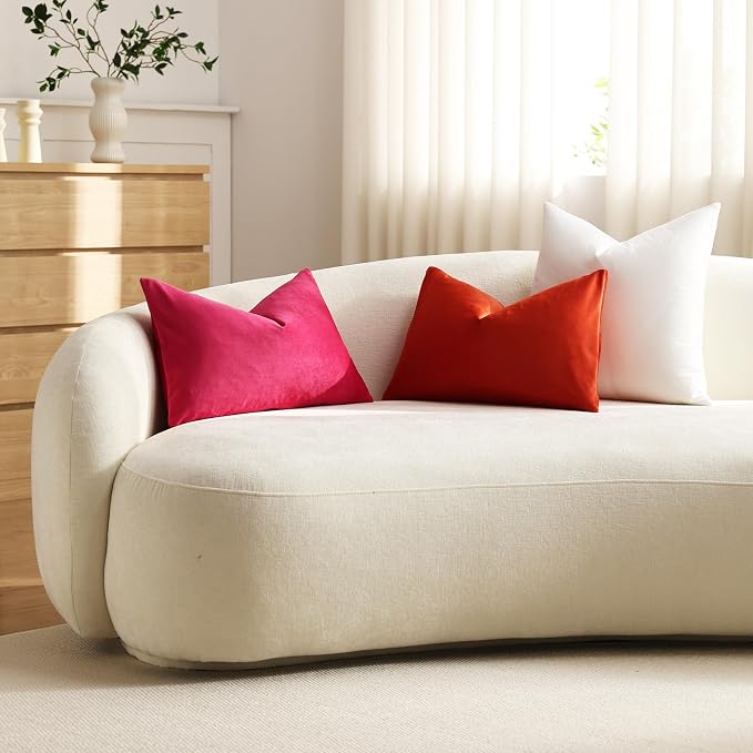 Throw Pillow Covers 20x20 Ivory White: Pack of 2 Cozy Soft Velvet Square Modern Luxury Decorative Throw Pillow Cases for Sofa Couch Living Room Bed Home Decor