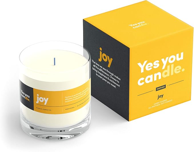 Yes You Candle - Joy, Grapefruit & Magosteen, Highly-Scented, Inspirational Soy Candle, Made in USA, Pure Essential Oils, Aromatherapy, 8 oz