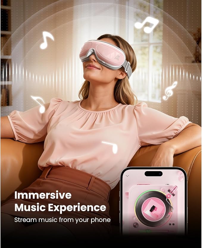 BOB AND BRAD Eye Massager FSA Eligible/HSA Eligible, EyeOasis 2 Temple Massager with Heat, Smart Eye Mask for Migraine with BT Music, Reduce Dry Eyes Improve Sleep, Christmas Gifts for Women Mom Wife