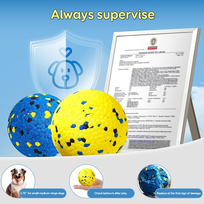 Kimee Dog Balls Tennis Balls Dog Chew Toys for Aggressive Chewers ETPU 4Pcs