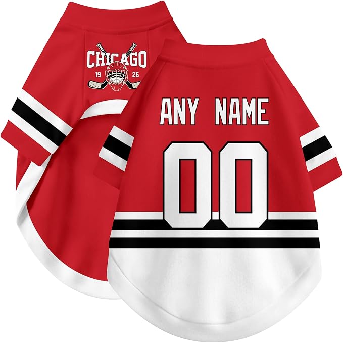Chicago Dog Clothes Personalized Pet T Shirt for Dogs Gift | Custom Name Number Jersey Style Pet Shirt for Dog