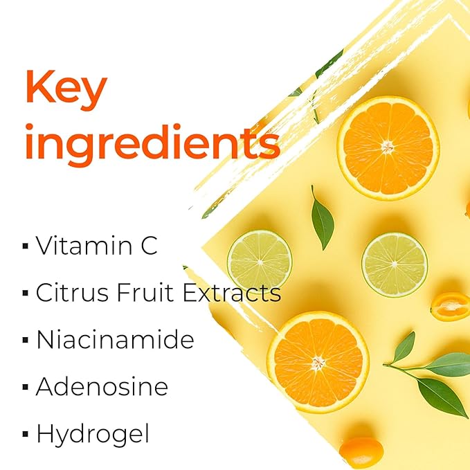 Look At Me Vitamin C Bright Eyes Hydrogel Eye Patches – Dark Circles & Puffiness Relief, Citrus Firming Eye Masks for Men & Women, 5 Pairs – Made in Korea