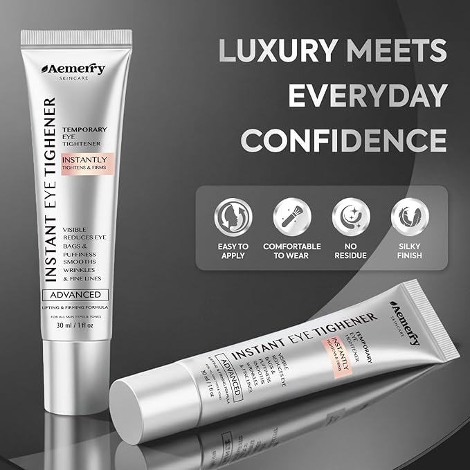 Instant Firm Temporary Eye Tightener: Advanced Tightening & Lifting Cream With Brush For Eye Bags, Wrinkles, Puffiness, Fine Lines – Lightweight, Easy Wear Formula, Gentle For All Skin Types. 1 Oz
