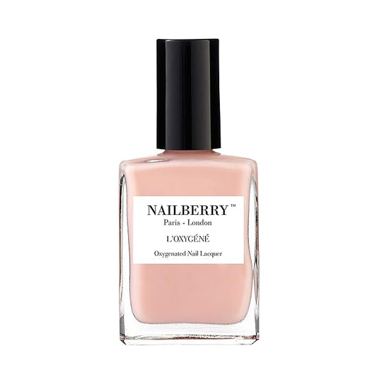 Nailberry L'Oxygéné Oxygenated Nail Lacquer | A Touch Of Powder | Beige Pink Semi-Sheer Polish | UV Protected Long-Wear Nail Polish | 12-Free | Vegan | Certified Halal | Cruelty & Gluten Free | 15 ml