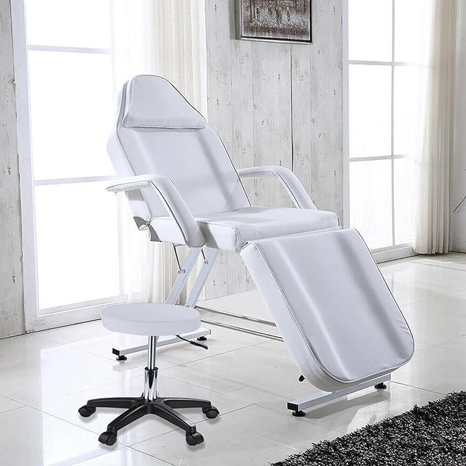 Multipurpose 3-Section Spa Massage Table with Hydraulic Stool, 73-inch Adjustable Tattoo Chair Esthetician Lash Bed with Removable Headrest, Salon Chair Facial Bed for Beauty Barber Massage Equipment