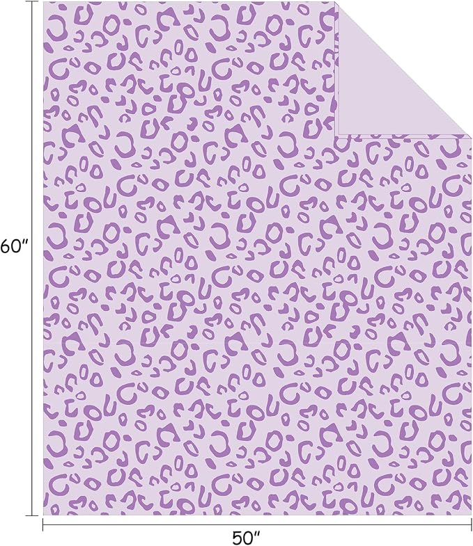 Purple Blanket Cheetah Print Throw Blanket Leopard Decor, 50"X60"