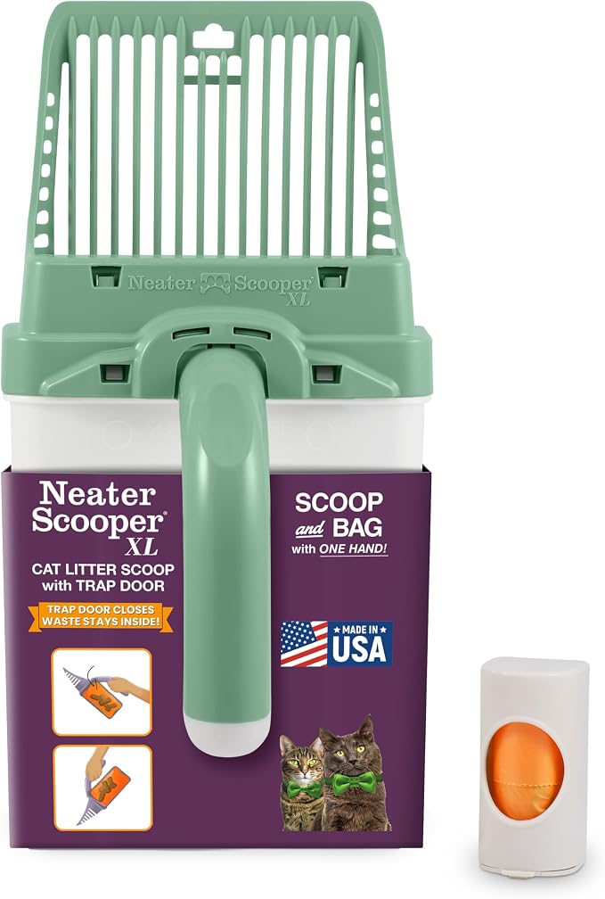 Neater Pet Brands Neater Scooper XL Cat Litter Scoop, 15 Refill Bags – Extra-Large Capacity Mess-Free Cat Litter Scooper with Bag for Large & Multiple Cats, Spill-Proof Litter Box Scooper with Holder