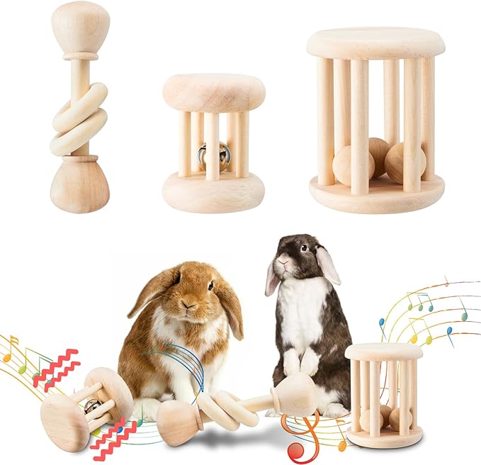 AOWPFVV Wooden Bunny Toys,Safe Rabbit Toys for Guinea Pigs,Small Animals