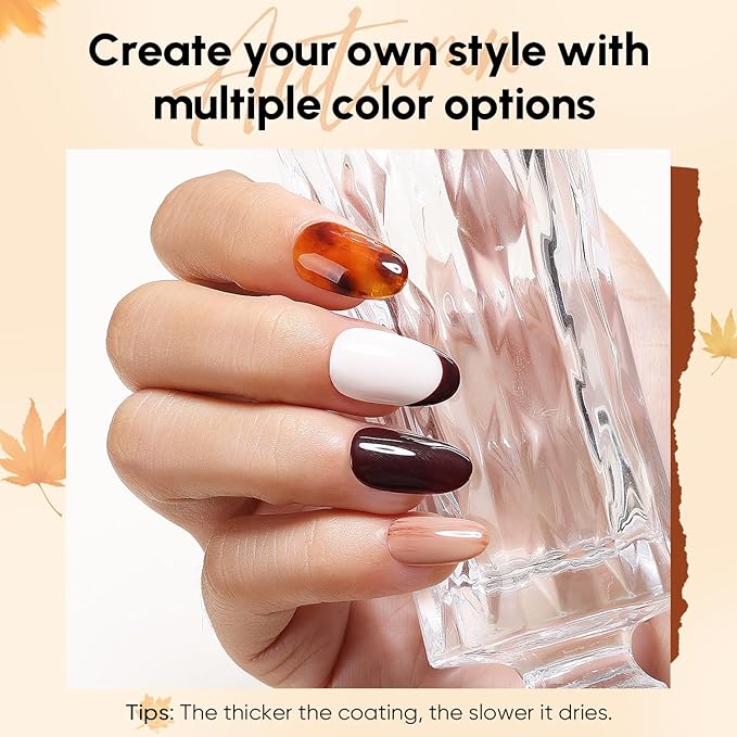 AIMEILI Gel Nail Polish Set 12 Colors Hema Free Classics White Nude Brown Polish Kit Soak off U V Led Nail Art Manicure Fall Winter - Kit 41