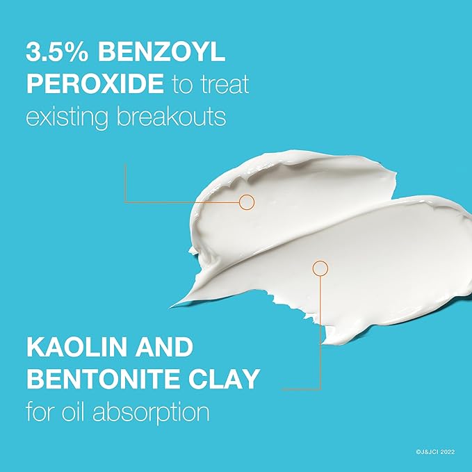 Neutrogena Clear Pore 2 in 1 Facial Cleanser/Face Mask with Kaolin & Bentonite Clay & 3.5% Benzoyl Peroxide Acne Treatment Medication, Daily Face Wash & Shine Control Clay Mask, 4.2 fl. oz, 3 Pack