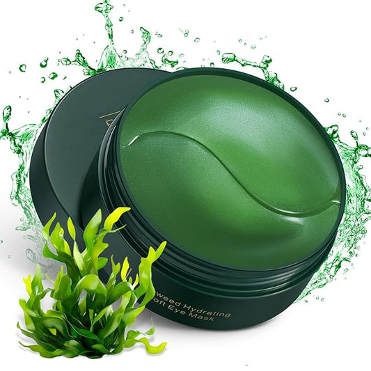 LAVONE Eye Mask - 30 Pairs Seaweed Under Eye Patches Skin Care Products - Eye Masks Skincare for Dark Circles and Puffiness, Reduce Wrinkles, Eye Bags and Fine Lines, for Women and Man - Dark Green