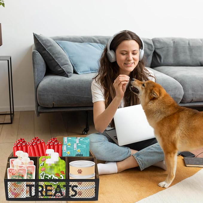 Geyecete dog treat jar dog treat container for countertop Dog Treat Container Wooden grid snack storage box trapezoid cat treat jar Desktop treat bar