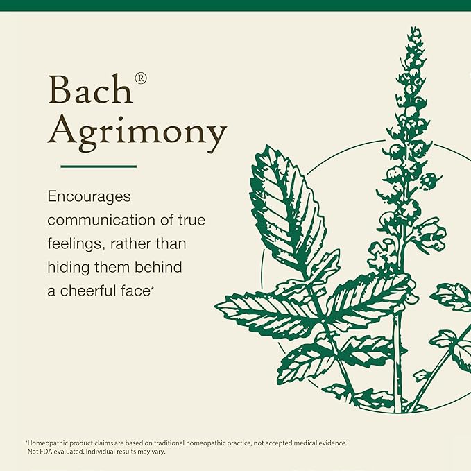 Bach Original Flower Remedies, Agrimony - Communicate Openly - Natural Homeopathic Flower Essence for Emotional Balance - Vegan, Gluten Free, Sugar Free - 20mL Dropper