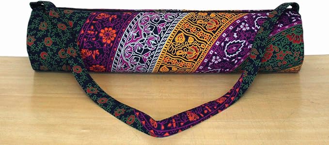 INDIAN CRAFT CASTLE ICC Yoga Mat Bag Carrier Full-Zip Exercise Yoga Mat Carry Bag for Women Men with Multi-Functional Storage Pockets and Adjustable Shoulder Strap 26X6 Inches