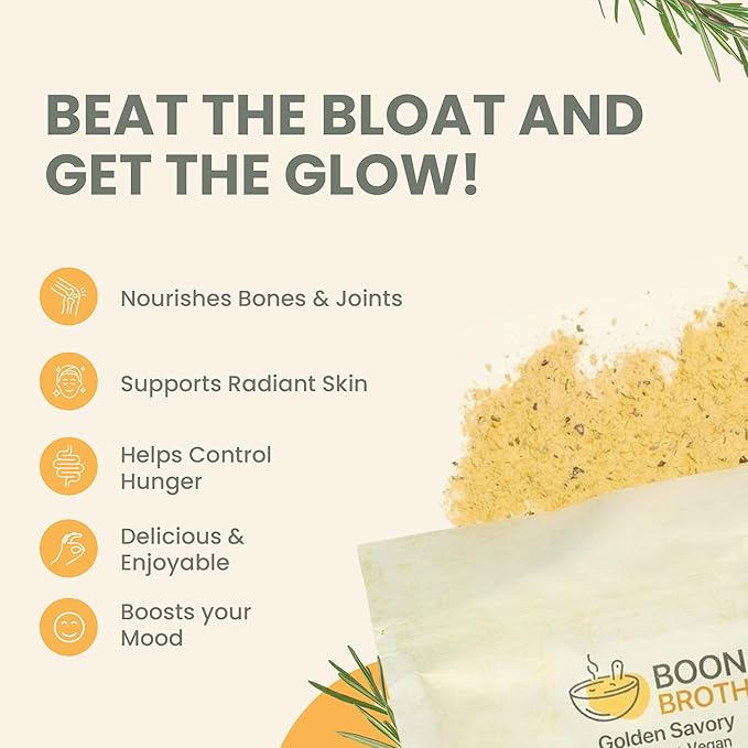 Boon Broth Supports Digestion, Skin & Joint Health-Plant-Based Soup Powder With 72 Trace Minerals for Energy, Balance & Wellness - High-Calcium Vegetable Broth for Sipping, Fasting & Gut Health- 4 Oz