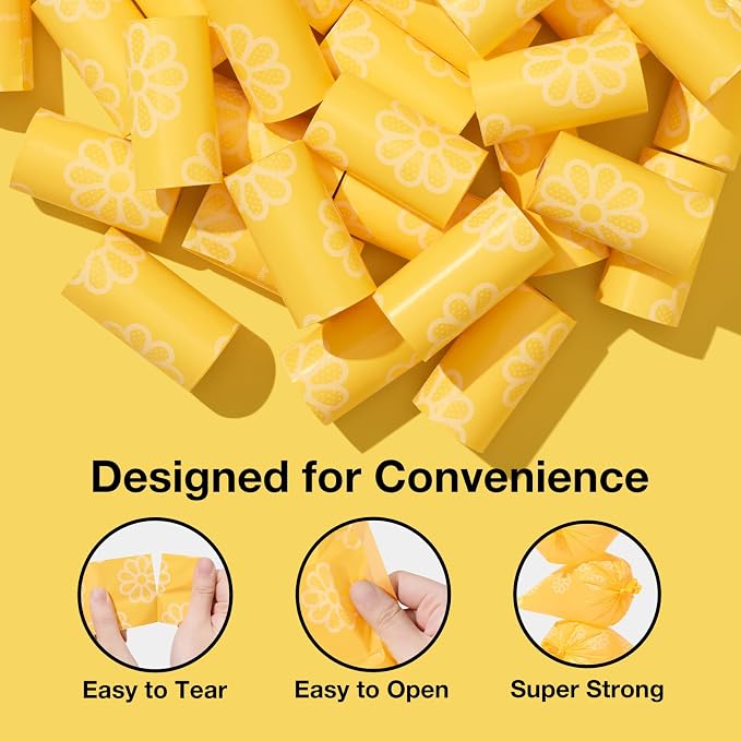 VETRESKA Daisy Scented Dog Poop Bags, 300 Counts, Leak-proof | Extra Thick and Large Pet Waste Bags for Dog Walking and Cat Litter, 20 Refill Rolls