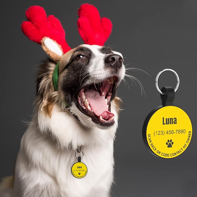 MYLUCKYTAG Silent Silicone QR Code Pet ID | Personalized Dog & Cat Collar Tag | Online Profile with Scanned Location Alert Email