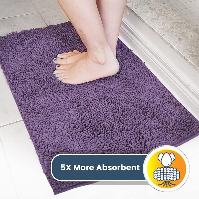 Muddy Mat® | Super Water Absorbent Door Mat Indoor, Microfiber Quick Dry Chenille Entryway Rug, Slip Resistant Front Door Mat, Indoor Mats for Entryway, Machine Washable Pet Rug, Lavender 20" x 48"