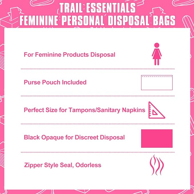 Sanitary Napkin Disposal Bags, 120 Pcs Black Feminine Sanitary Napkin Storage Bag, Sealed Opaque for Privacy, Block Odors