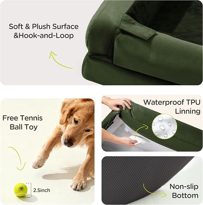 Orthopedic Dog Bed for Medium Large Size Dogs, Memory Foam Pet Couch Sofa with Washable Removable Bolster Cover, 30 x 20