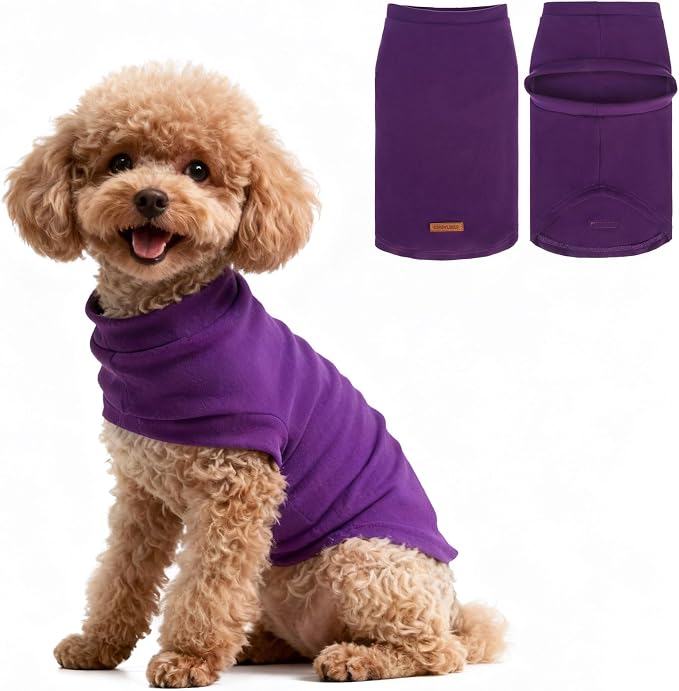 Cat Sweater Warm Fleece Pet Clothes for Cats Only | Soft Cat Vest Puppy Hoodie Coat, Fall Cold Winter Sweatshirt Pullover Clothing also for Small Dogs, Purple L