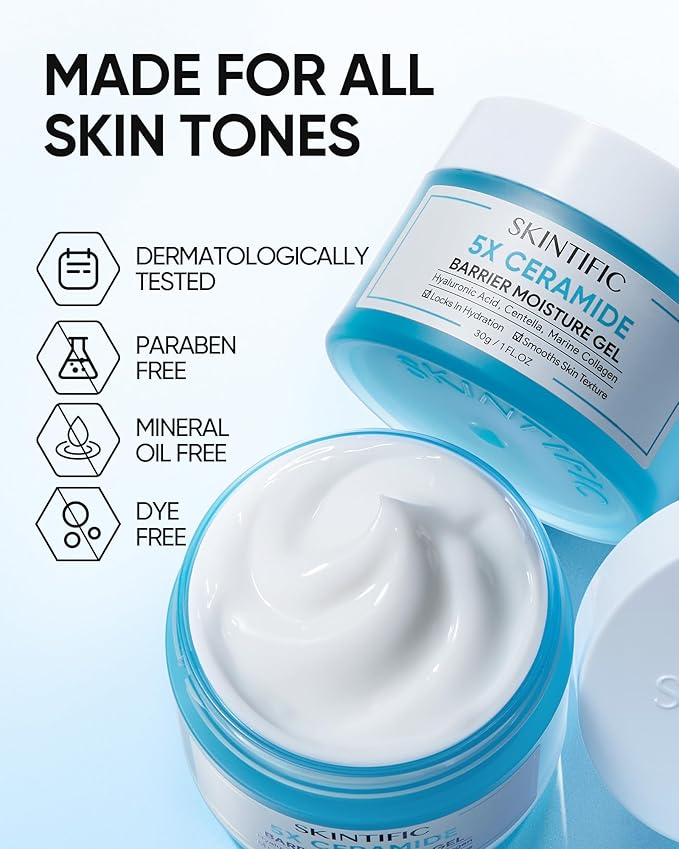 Face Moisturizer with 5X Ceramides, Hydrating Moisture Barrier Repair Cream for Sensitive/Oil Skin Types, Hyaluronic Acid & Centella, Daily Facial Moisturizer, Non-Comedogenic 30g/1 fl.oz