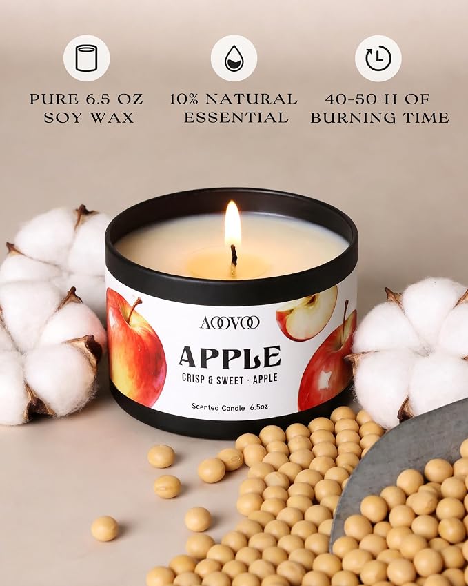 AOOVOO Fall Candle Set - 4 Pack Scented Candles for Home, 26oz up to 200 Hours Long Lasting, Pumpkin/Apple Cinnamon/Clove Cinnamon/Cinnamon Candles Gift Autumn Fragrance Decor