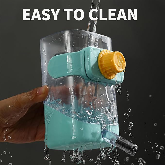 PODOO Rabbit Food Water Dispenser, 24oz No Drip Bunny Water Feeder, 34oz Large Hanging Automatic Pet Food Dispenser, Hanging Outside or Inside The Cage for Small Animals (Food+Water) | 24oz water dispenser and 34oz food feeder with clear detachable con...