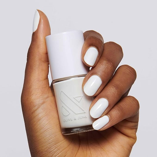Olive & June Long Lasting Nail Polish | Spring Pastel Nails | Plump Gel-Like Finish No Lamp Needed | Lasts up to 10 days | Salon-Quality 15-Free Vegan & Cruelty-Free Chip-Resistant |HD Crisp White