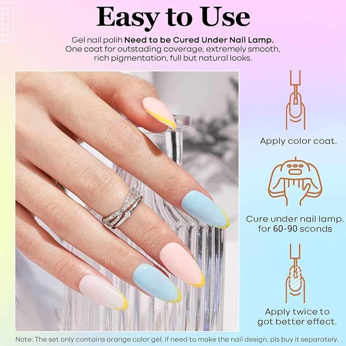 modelones Blue Gel Nail Polish Baby Blue Polish Soak Off Pastel Soft Light Nail Polish Gel Nail Art Salon Manicure 15 ML