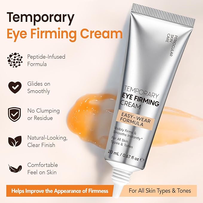Eye Firming Cream 20ml – Temporary Tightening Under Eye Cream with Smoothing Effect, Contains Seaweed Extract & Peptides, Helps Smooth Appearance Fine Lines & Puffiness, Lightweight Makeup Prep