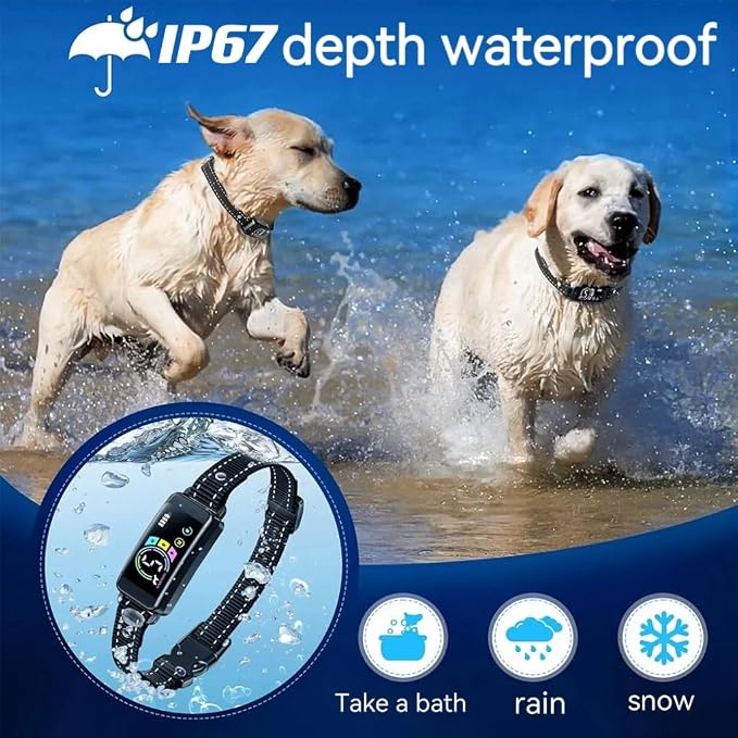 Dog Bark Control Collar, Smart Anti-Barking Collars, Rechargeable, Anti-Barking Training Collars, Three Anti-Barking Modes, Barking Collars for Large, Medium and Small Dogs (Waterproof ipx7)