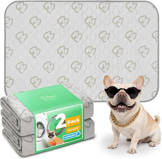 FXW Washable Pee Pads for Dogs, Super Absorbent, 23" x 35", 2 Packs | Machine washable, Non-slip backing