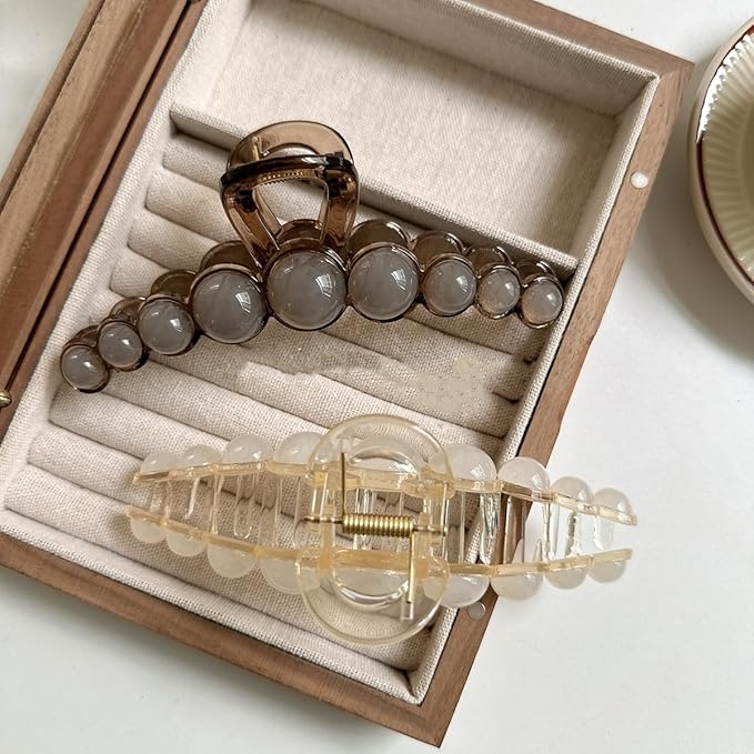 Plastic Hair Claw Clips, 5.5 Inch Extra Large Vintage Hair Jaw Clips, Non-Slip Strong Hold Elegant Hair Ornaments Barrettes for Women Lady Girls (2 Pack)