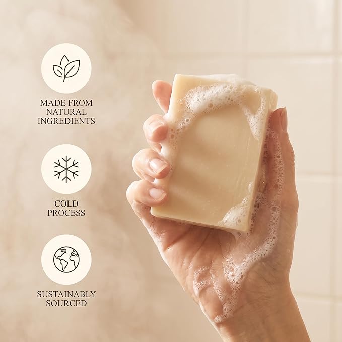 Terra Lotus - Organic Tallow Soap with Organic Castor Oil & Raw Honey - Hydrating & Nourishing - 3 Pack (Unscented)