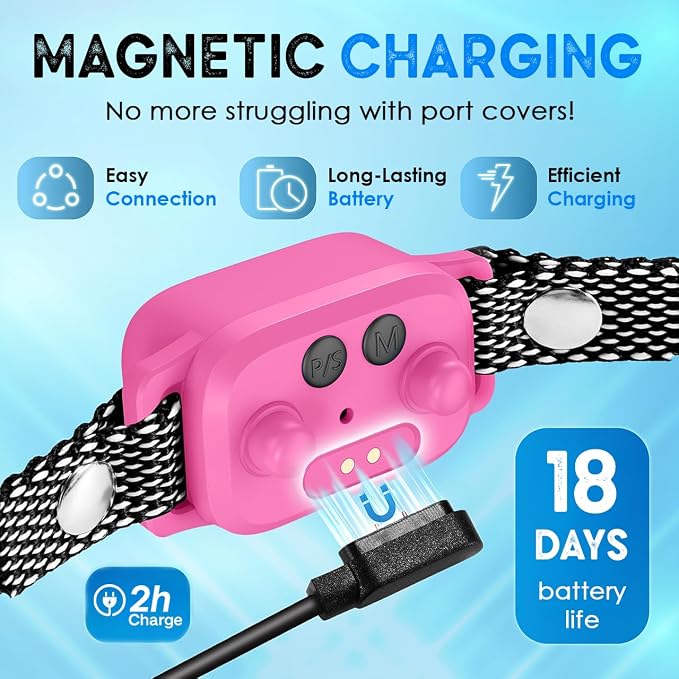 Bark Collar for Small Dogs 8-40 Ibs - No Shock Anti Barking Collar with Al Chip - 3 Modes & 5 Sensitivity Levels - Waterproof, Rechargeable, Magnetic Charging - Humane, Effective Training (Pink)