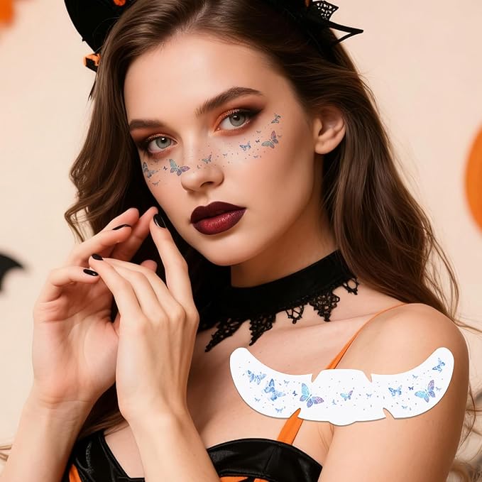 Temporary Tattoos Adult: Glitter Freckles & Star Face | Body Glitters with Face Glitter for Women Girls - Country Concerts Festival Rave Accessories (Pretty butterfly)