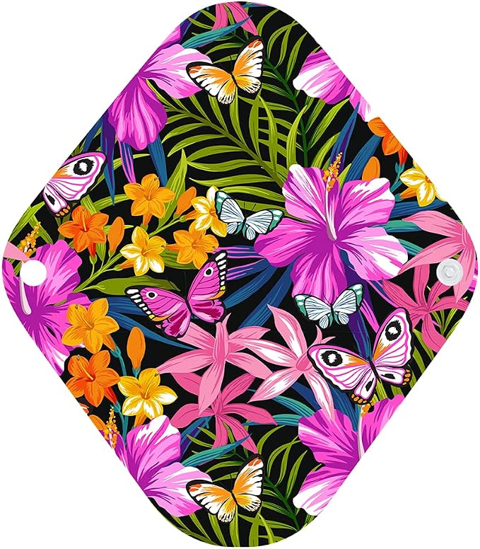 7pcs Pack Cloth Pads Including 1pc Mini Wet Bag +6pcs Bamboo Charcoal Cloth Reusable Menstrual Pads/Reusable Sanitary Pad/Mama Panty Liners (All Randomly Prints)