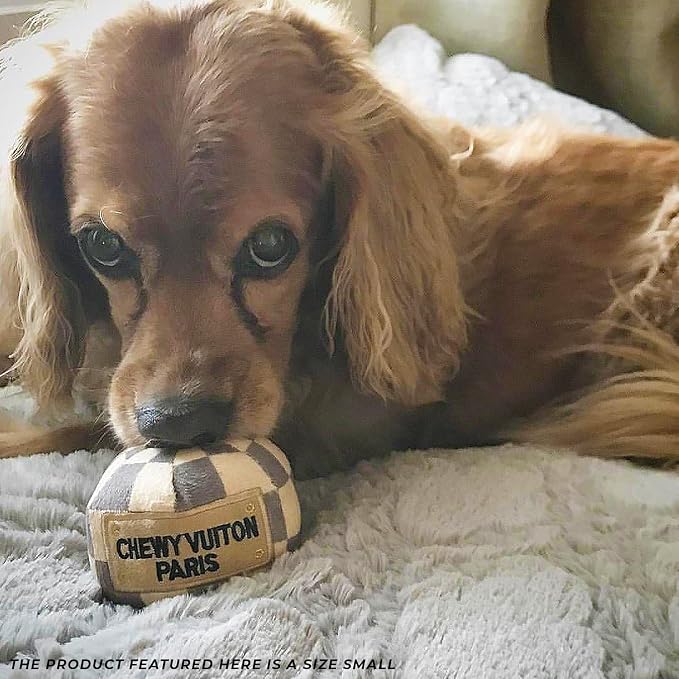 Haute Diggity Dog Chewy Vuiton Ball Plush Dog Toy, Designer Parody Toy