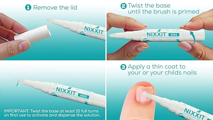 NIXXIT Nail Biting Prevention for Kids - Thumb Sucking Deterrent for Kids, Toddlers, Children - No Bite Nail Polish Pen - Bitter Taste - Safe & Effective Solution for Age 3+