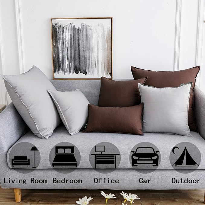 Jeanerlor Decorative Cotton Linen Chair Throw Pillow Case, Sofa Durable Classy, Comfortable Cushion Cover for Wedding Party Gift Car 26"x26"(65 x 65cm),Brown