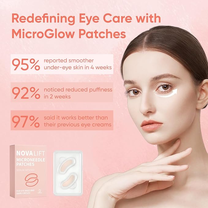 MicroGlow Eye Patches,Under Eye Patchs Hyaluronic Acid Eye Mask for Dark Circles for Women, Forehead Wrinkle & Smile Line Patches (3BOX(9 Pairs))