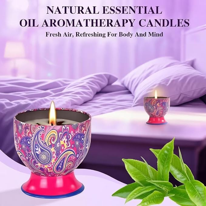 Aromatherapy Candle Gift Set (4-Pack),Aromatherapy Candles, Non-Toxic Aromatherapy Candles,Natural Soy Candles,Eco-Friendly Candles,Portable Travel Jar Candles,Birthday Gifts,Gifts for Women/Men
