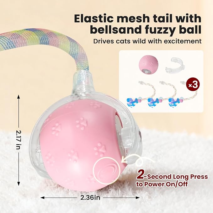 Rocfish Durable Interactive Cat Toys for Indoor Cats (Pink, 03)