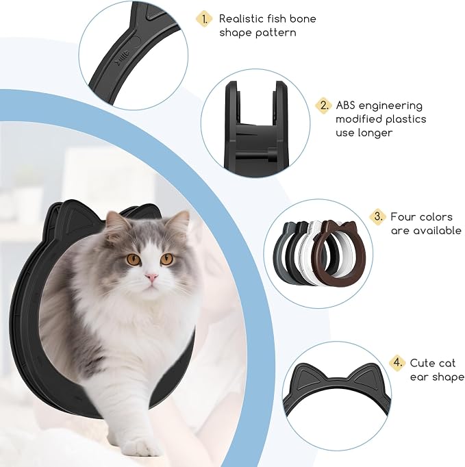 Large Cat Door Interior Door, No-Flap Pet Door for Cats Up to 22 lbs(Black)