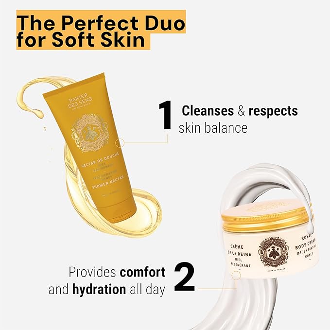 Panier des Sens - Honey Moisturizing Body Wash for Women & Men - Gentle Shower Gel with 96% Natural Ingredients for Normal & Sensitive Skin - Body Care Made in France, SLS Free, Vegan - 6.8 Fl Oz