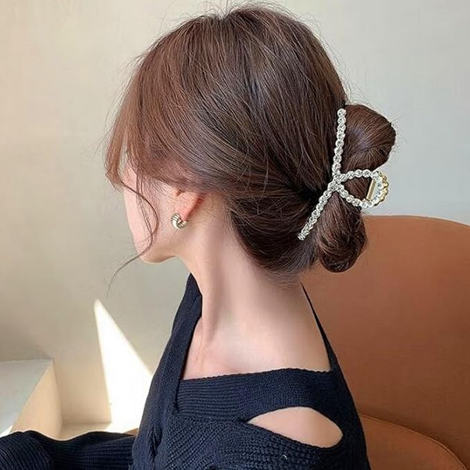 Rhinestone Hair Claw Clips, Vintage Opal Gold Metal Hair Jaw Clip for Women, Non Slip Hair Clamp for Long, Thick Hair Fashion Wedding Party Accessories Elegant Hair Barrettes Decorations for Ladies