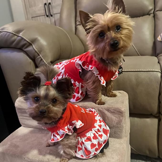 XPUDAC 4 Pack Dog Dress Girl Clothes for Small Dogs Girl Flower Dresses for Dogs Apparel Colorful Small Dog Clothes Female (S, 4 Flower)