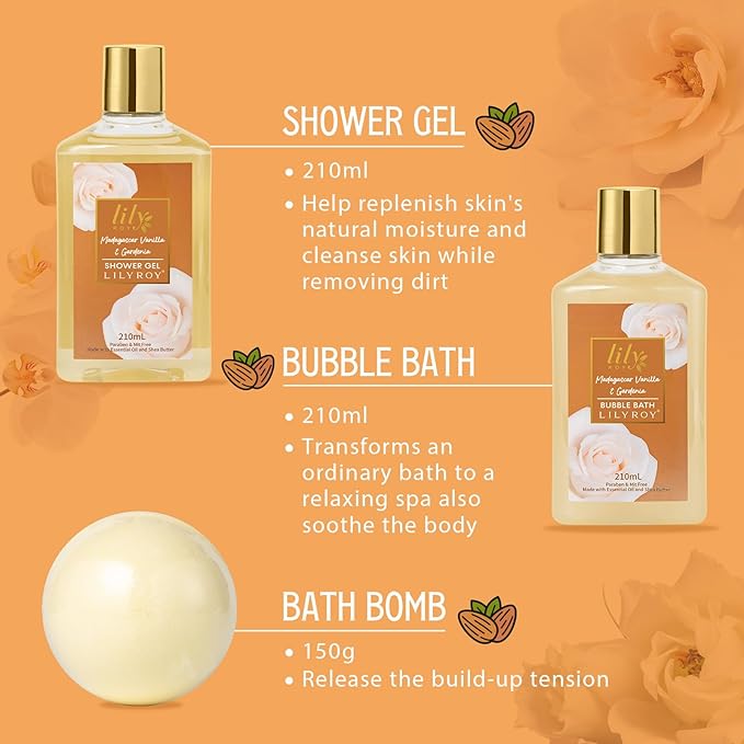 Mothers Day Gift Basket for Mom, Gifts for Women, Spa Gift Basket for Women - Vanilla Bath and Body Gift Basket Set, Spa Kit | Gifts for Christmas, Valentines Day, Birthday, Bath Spa Gift Sets for Her